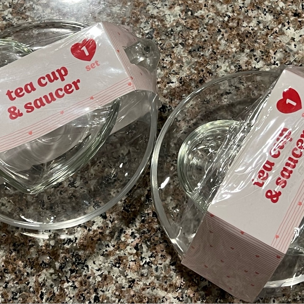 Set of two Target heart shaped tea cup & saucer sets